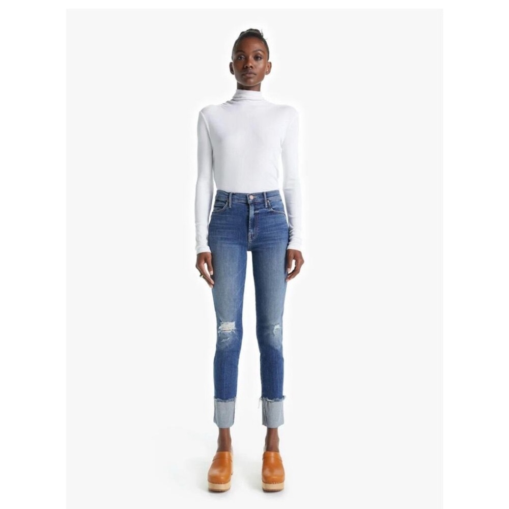 Mother Denim | The Pony Boy Chew Cuffed Denim Jeans Dancing on Coals Size 28/6